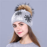Giant Fluffy Pom-Pom Snowflake Hat
