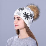 Giant Fluffy Pom-Pom Snowflake Hat