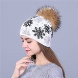 Giant Fluffy Pom-Pom Snowflake Hat